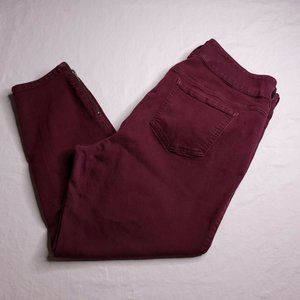 Torrid Denim Jegging Crop Plus Size 18 Maroon Stretch Mid Rise Pockets Womens